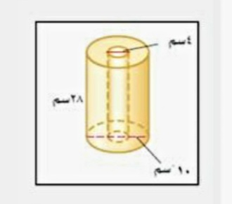 يبين الشكل أدناه أبعاد لفة مناشف ورقية جديدة ، فما حجم المناشف الورقية فيها ؟ ( اعتبر ط = 3,14 )