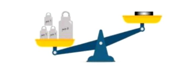 أَرادَتْ هِند تقدير كُتلَةٍ مَعدنِيَّةٍ، فَقَامَتْ بِوضعِهَا مُقَابلَ كُتلَةٍ مِقدَارِهَا ۸ حِرَامَاتٍ، فَحَدَثَ مَا يَلِي