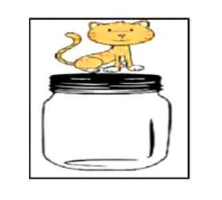 Choose the correct answer The cat is ..... the jar