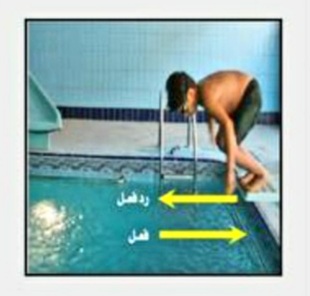 عندما يقفز الغطاس إلى الأمام عن منصة الغطس، فإن قوة الجاذبية تجعل الغطاس يتسارع في اتجاه مواز لاتجاه حركته