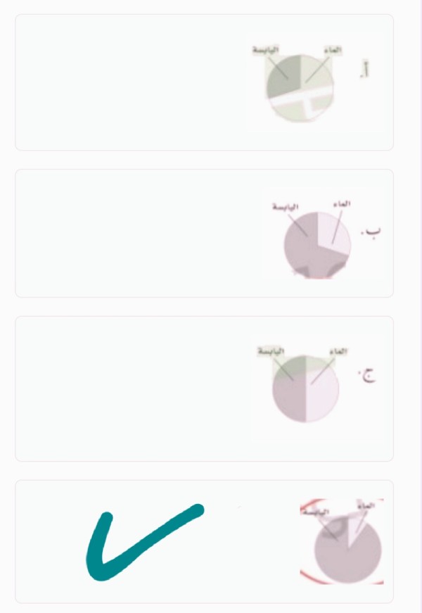 ما الرسم الدائري الذي يشير الى نسبة توزيع اليابسة والماء عليالارض